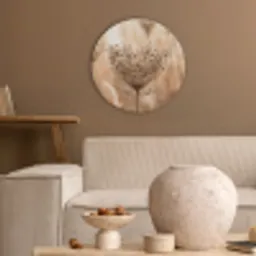 Schermbloem - Droogbloem - Winter - Beige - Minimalistisch Akoestische PET Vilt - Rond klein -sfeer1