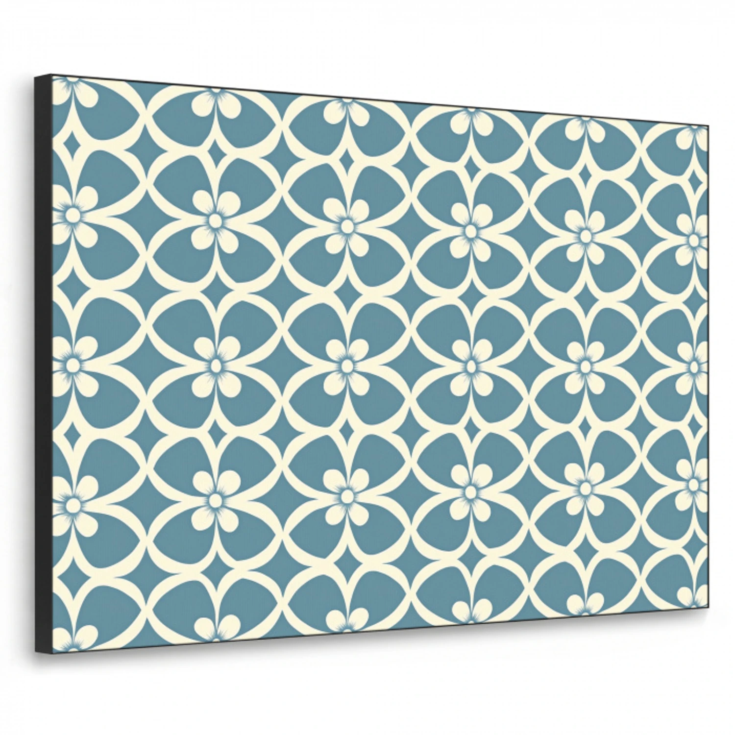 Patroon - Symmetrisch - Blauw Textielframe zwart klein 947 -3d