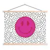 Smiley - Roze - Stippen textielposter latten blank klein -3d