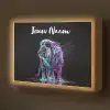 Leeuw - Kleuren - Zwart - Dieren Light Box met batterij (Wandlamp kind) middel -z3d_website
