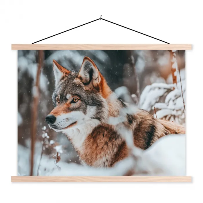 Wolf - Sneeuw - Winter - Dieren - Natuur - Sneeuw textielposter latten blank klein -3d
