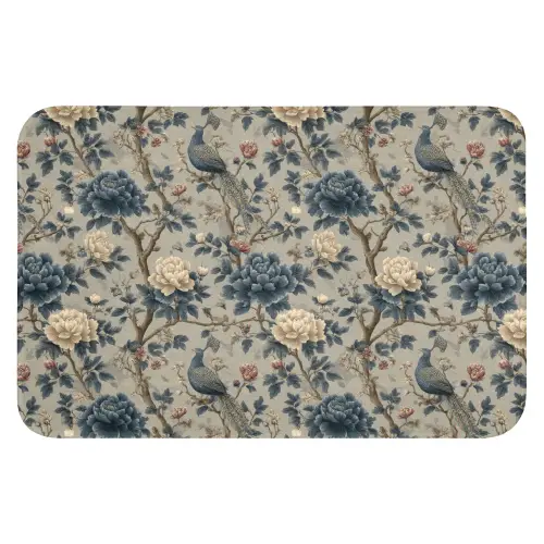 Pauw - Bloemen - Blauw Badmat klein 997 -3d