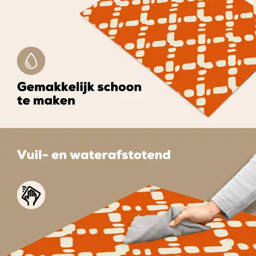 Oranje - Ruitpatroon - Wit Inductie beschemer met haakjes klein 777 -ky-schoon-nl
