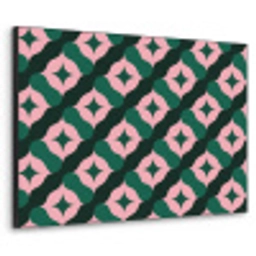 Groen - Roze - Retro - Sterren Textielframe zwart klein 947 -3d