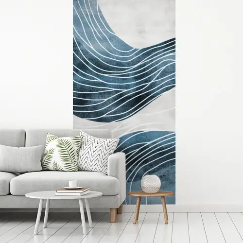 Lijnen - Golven - Abstract - Blauw fotobehang vinyl groot -woonkamer