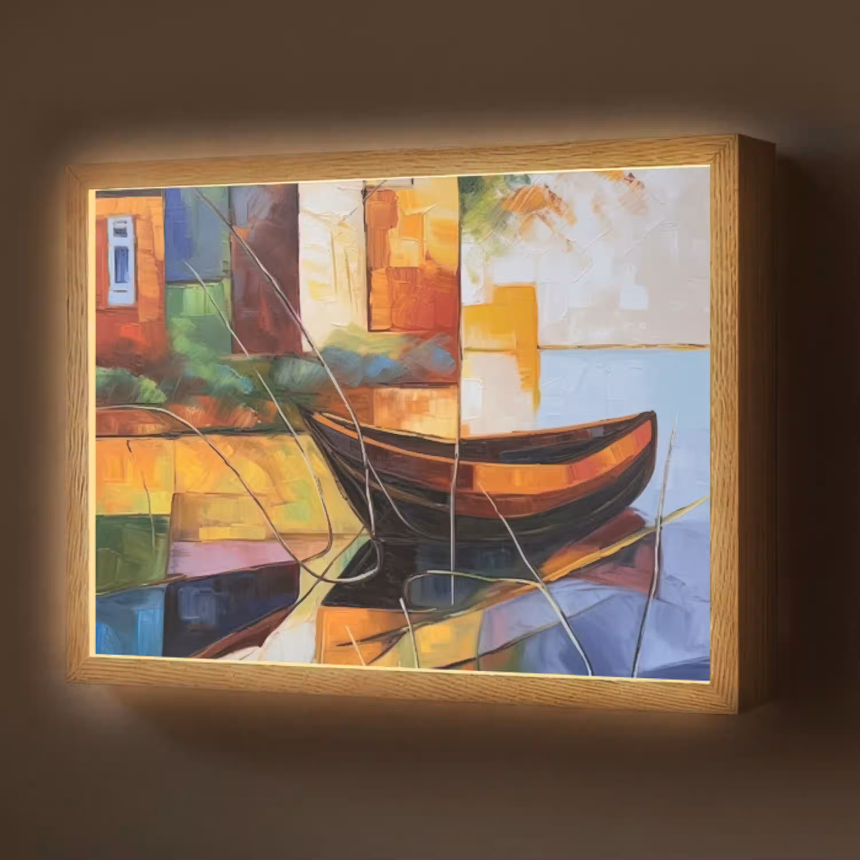 Abstract - Kunst - Boot - Kleuren Light Box met batterij (Wandlamp) middel -z3d_website