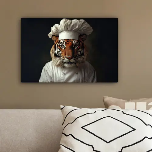 Tijger - Kokskleding - Bruin canvas 2cm klein -sfeer3