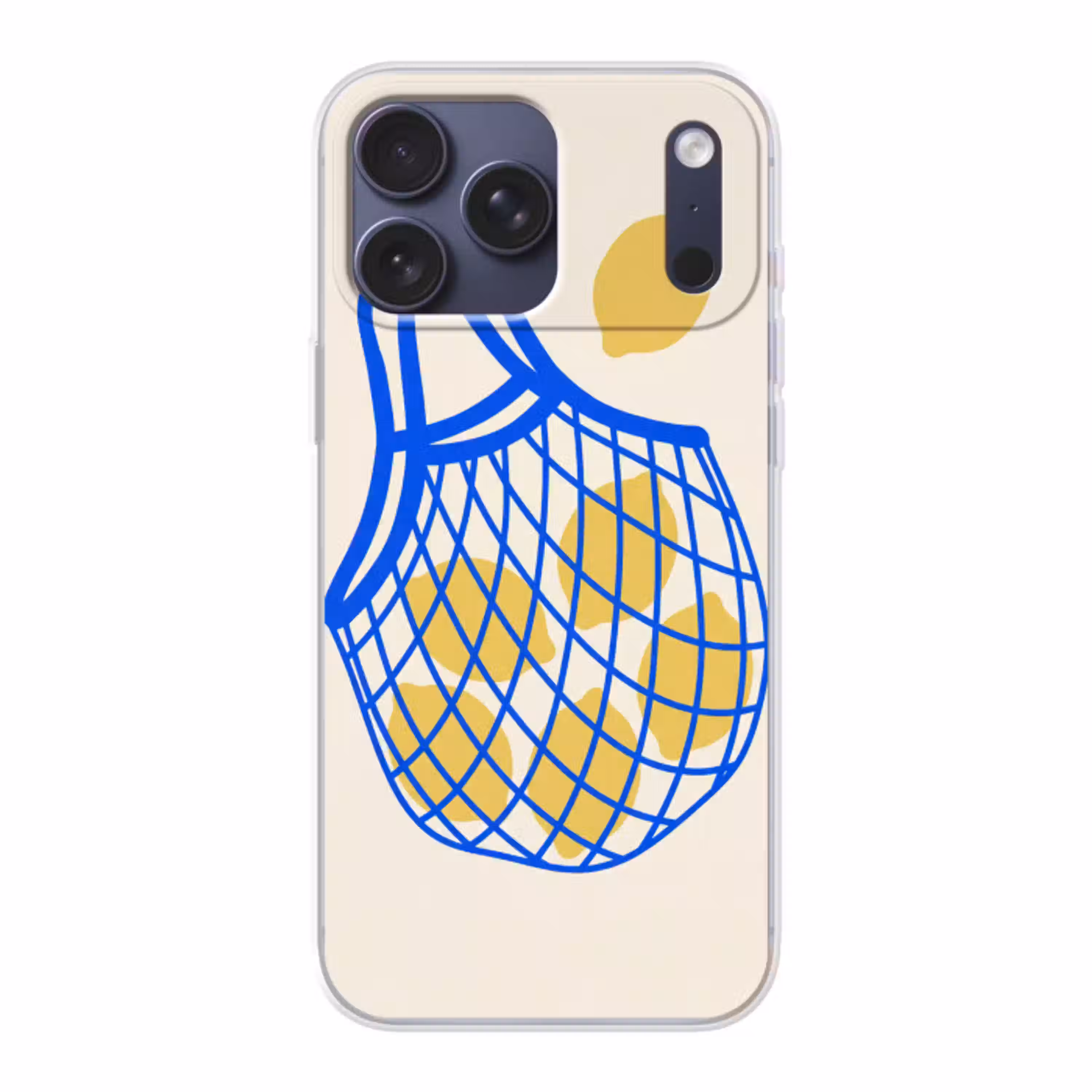 Eten - Citroen - Boodschappen - Abstract - Geel - Blauw Telefoonhoesje iPhone 17 Pro Max klein -3d