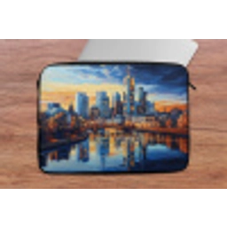 Zonsondergang Frankfurt - Stad - Skyline - Water laptophoes neopreen klein -tafel