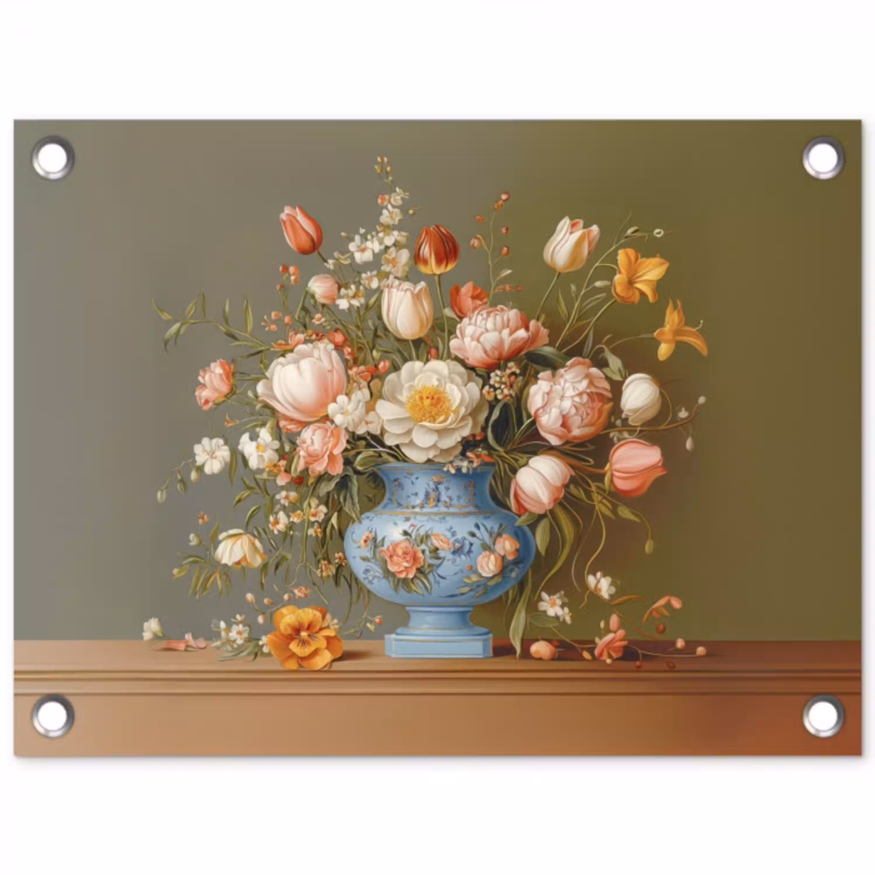 Neutral - Bloemen - Boeket - Vaas tuinposter los doek klein -3d
