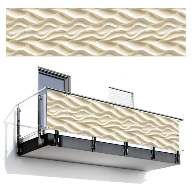 Balkonsichtschutz - Linien - Gewellt - Creme