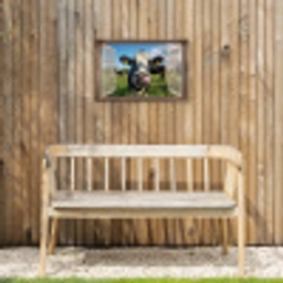 Doorkijk - Koe - Weiland - Dieren - Natuur Tuinposter op houten frame 2 cm dik klein -sfeer4