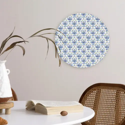 Frans - Citroen - Royaal - Blauw - Geel Wandcirkel plexiglas klein 852 -sfeer4