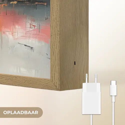 Modern - Abstract - Goud - Roze Light Box met batterij (Wandlamp) middel -USP_websiteoplaadbaarNL