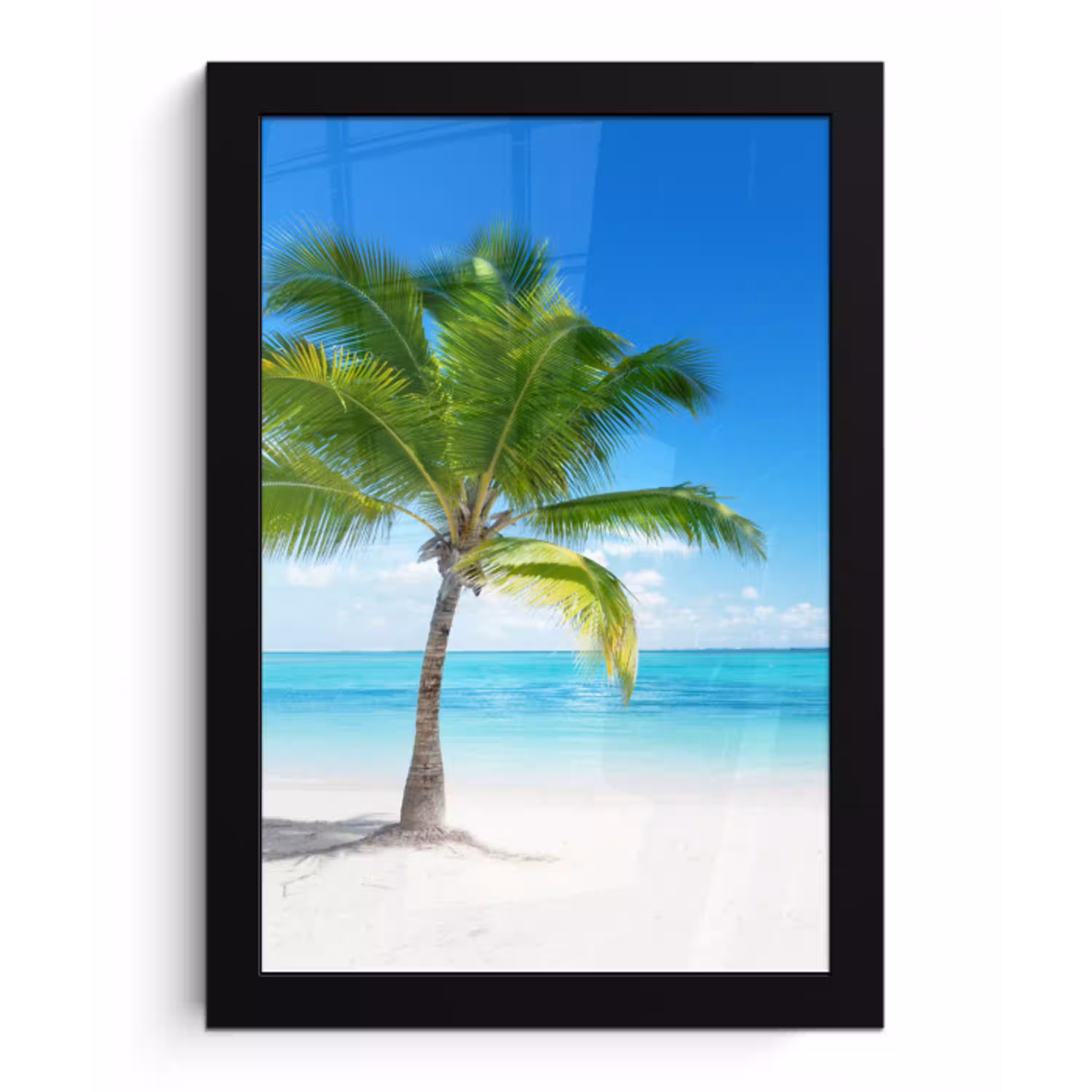 Palmboom - Strand - Zee - Zomer fotolijst zwart zonder passe partout klein -3d