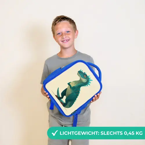 Dinosaurus - Turquoise - Stekels Kinderrugzak - Blauw middel -sfeer1_NL