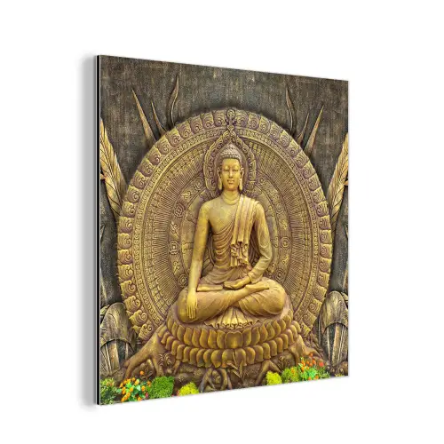 Goud - Boeddha beeld - Spiritueel - Meditatie aluminium wit klein -3d