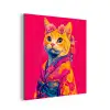 Kat - Kimono - Bloemen - Roze aluminium wit klein -3d