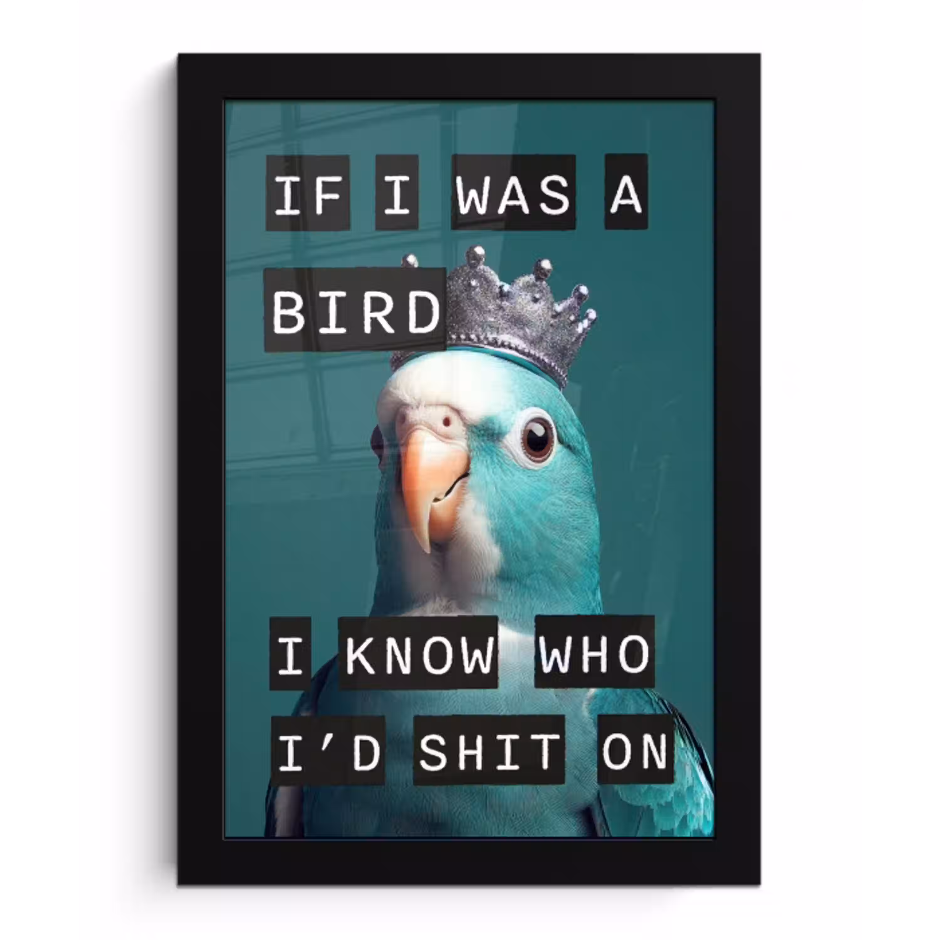 Parkiet - Turquoise - Quotes - Decoratie fotolijst zwart zonder passe partout klein -3d