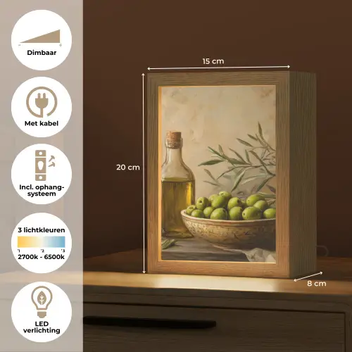 Olijven - Stilleven - Vintage Light Box met kabel (Tafellamp) klein -USP_NL