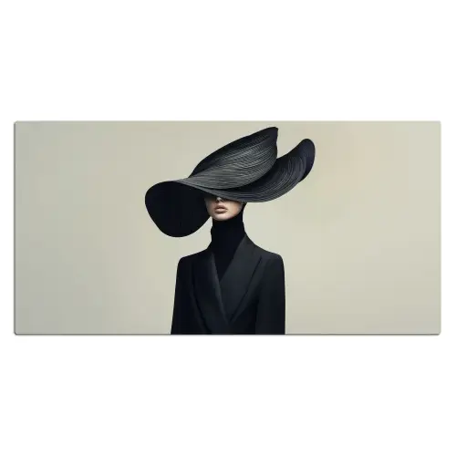 Zwart - Vrouw - Hoed Muismat XXL klein -3d_leeg