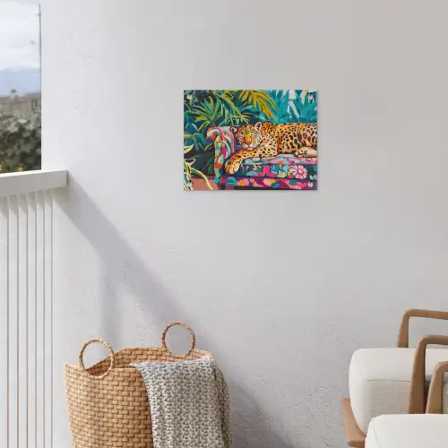 Luipaard - Kleurrijk - Tropisch tuinposter los doek klein -sfeer8