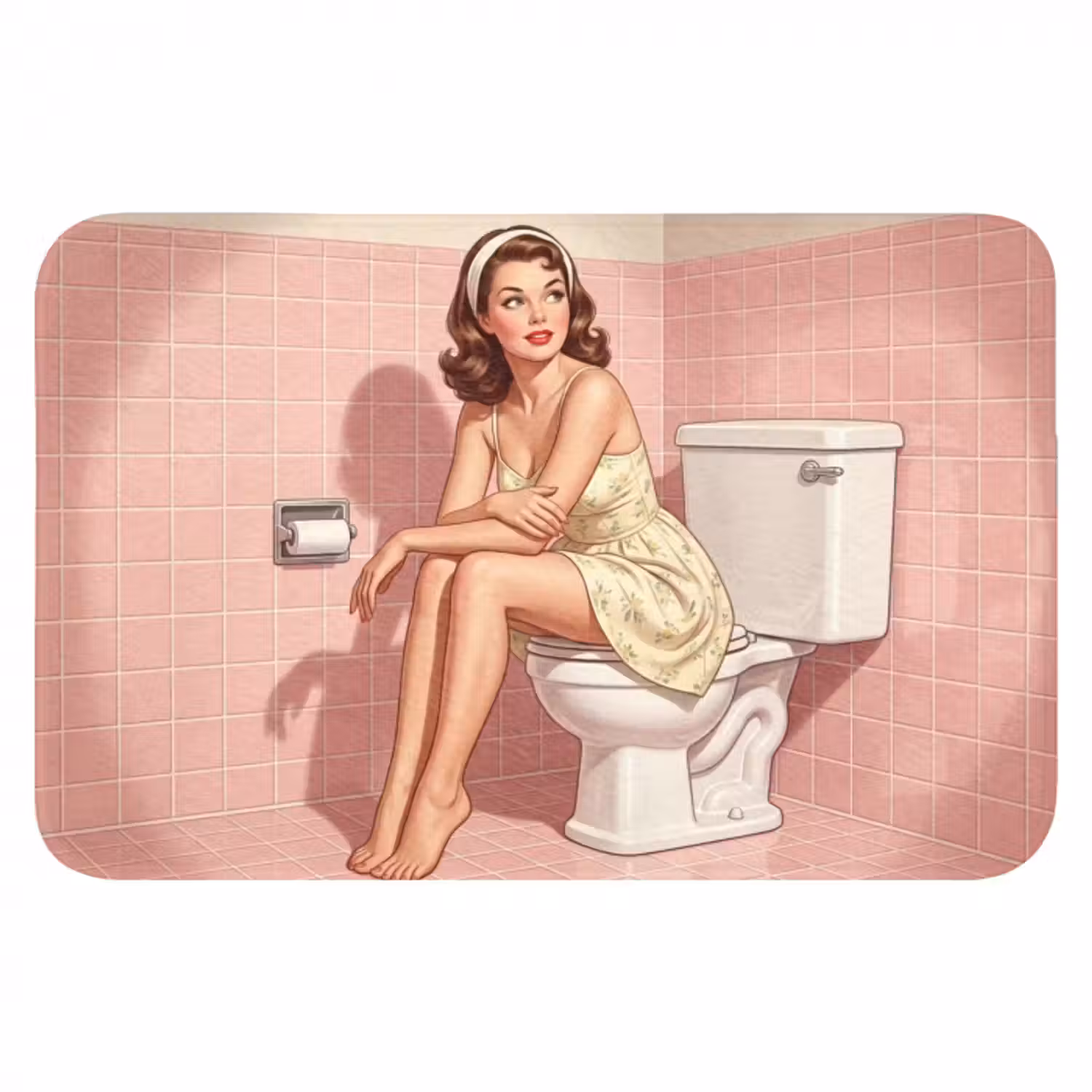 Badematte - Rosa - Retro - Frau