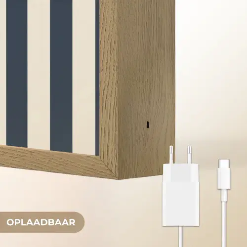Verticale strepen - Blauw - Crème Light Box met batterij (Wandlamp) middel 907 -USP_websiteoplaadbaarNL