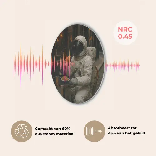 Café - Croissant - Koffie - Astronaut Akoestische PET Vilt - Rond klein -USP_NL