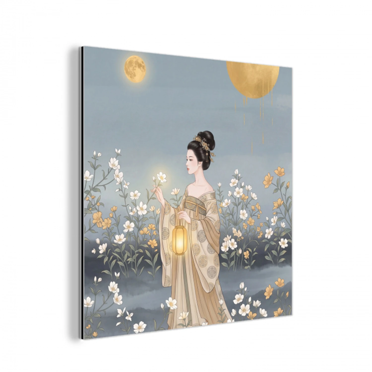 Aziatisch - Vrouw - Kimono aluminium wit klein -3d