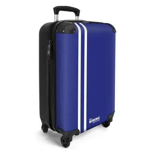 Koningsblauwe achtergrond met dubbele witte zijstrepen links NBS - Handbagage koffer - Kinderen Unisex middel -productfoto_3d