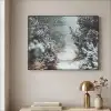 Bos - Winter - Bomen - Natuur - Pad - Sneeuw Textielframe zwart klein -sfeer2