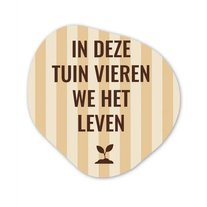 Tuin - Quote - Strepen - Zomer Wandcirkel Organisch Aluminium middel -3d