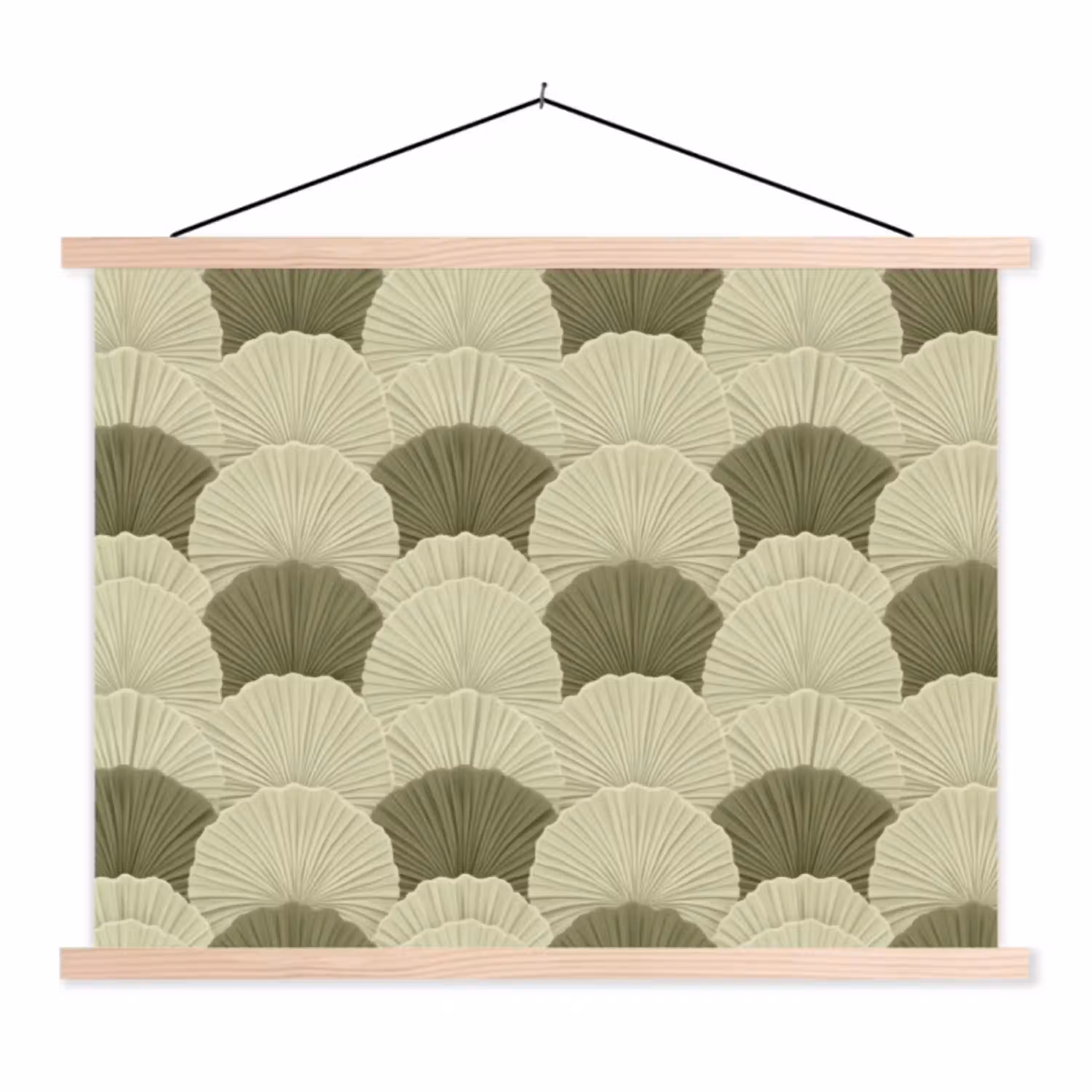 Bladeren - Structuur - Groen textielposter latten blank klein 122 -3d
