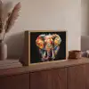 Olifant - Graffiti - Zwart - Dieren - Kleuren Light Box met batterij (Wandlamp) middel -sfeer2