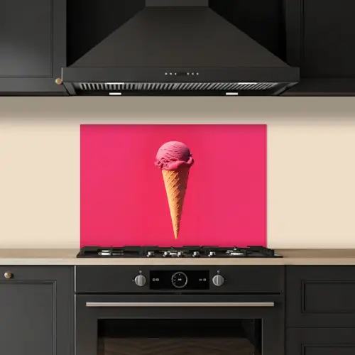 Schepijs - Roze - Hoorntje keuken achterwand spatscherm klein -sfeer1