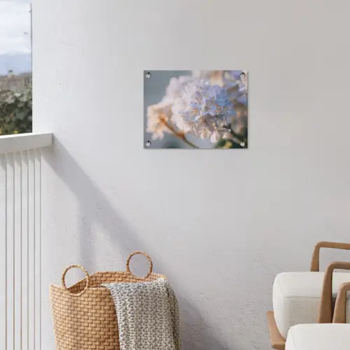 Bloemen - Lichtblauw - Wazig - Trosje tuinposter los doek klein -sfeer8