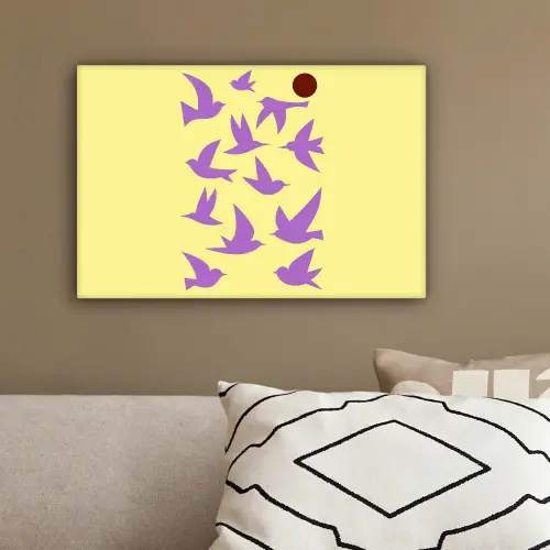Vogels - Cirkel - Geel - Beweging canvas 2cm klein -sfeer3