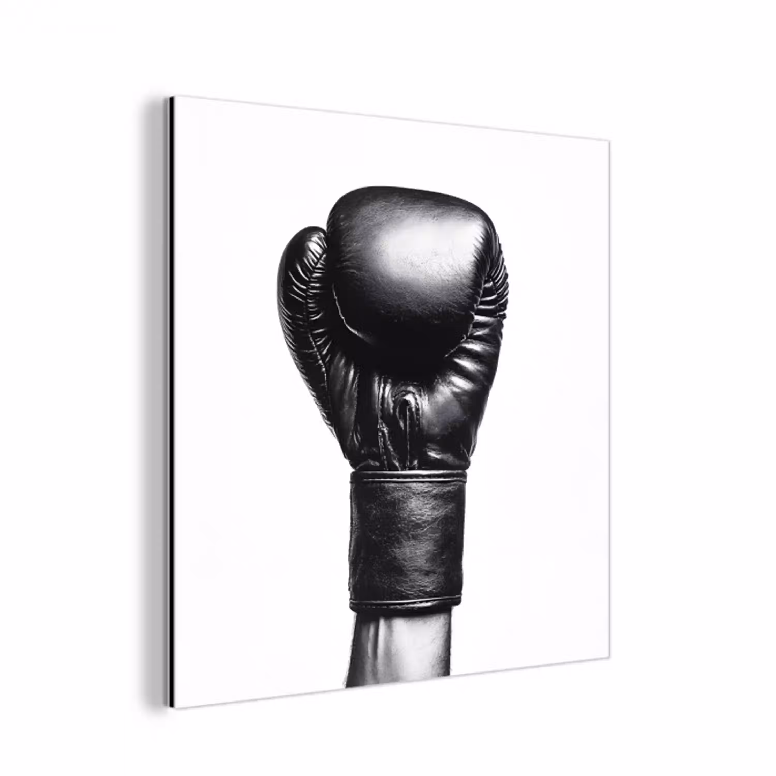 Bokshandschoen - Zwart - Hand aluminium wit klein -3d