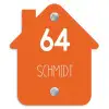 Oranje - Modern Naambord Huisje klein -3d