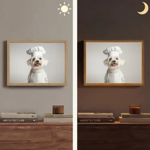 Hond - Wit - Kok Light Box met batterij (Wandlamp) middel -sfeer3