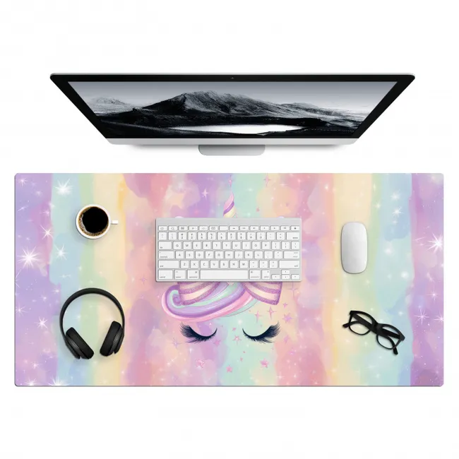 Desk Mat - Unicorn - Glitter - Rainbow - Pastel
