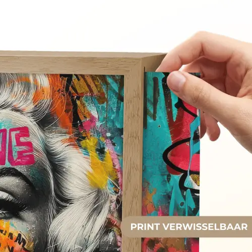 Vrouw - Kauwgom - Graffiti - Neonkleuren Light Box met batterij (Wandlamp) middel -USP_websiteprintNL