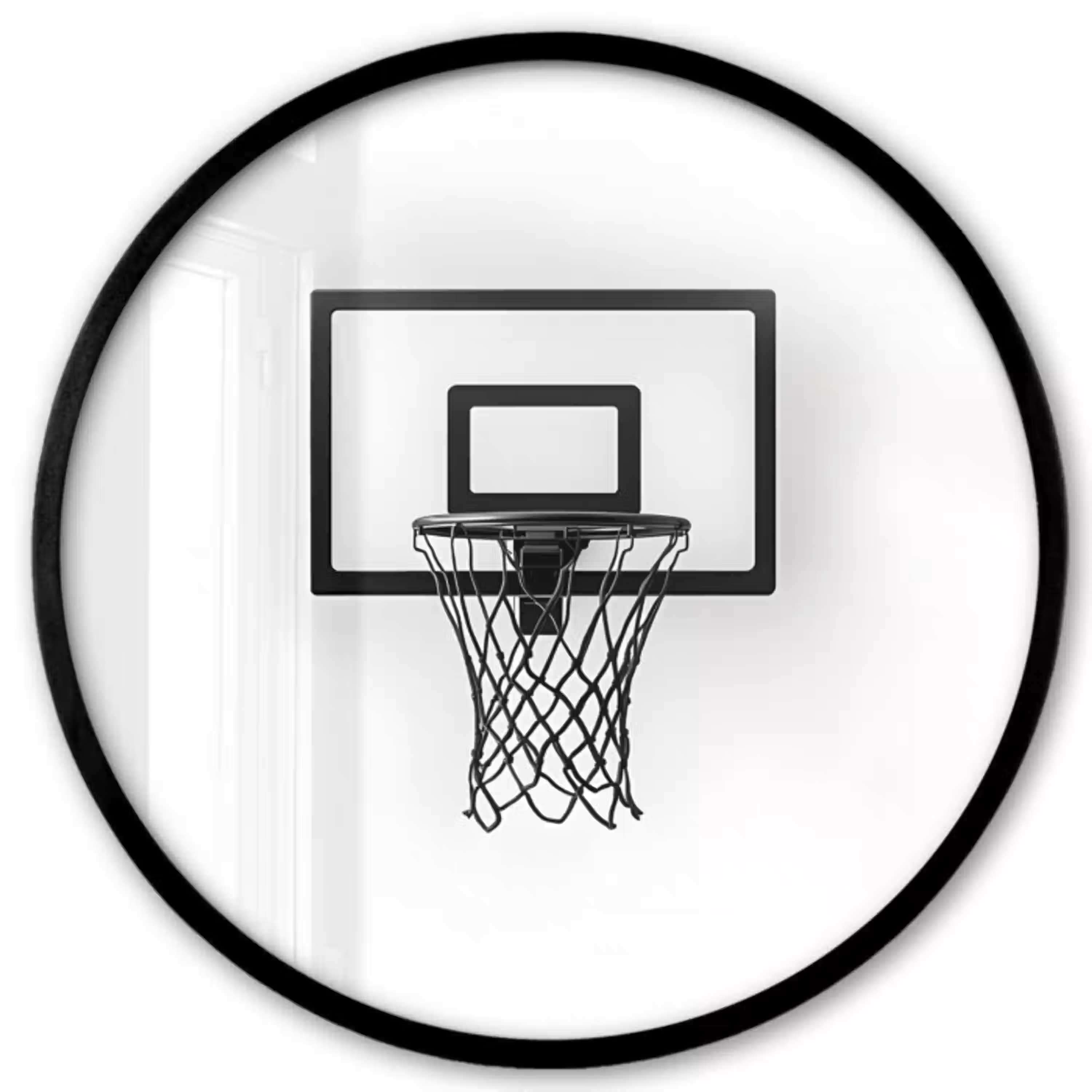 Basketbalbord - Minimalistisch - Zwart Fotolijst rond zonder passe partout klein -3d