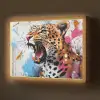 Abstract - Luipaard - Kleurrijk Light Box met batterij (Wandlamp) middel -z3d_website