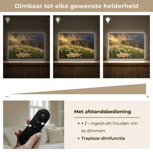 Bloemenveld - Heuvels - Zonsondergang - Berg - Natuur - Wit - Heuvels Light Box met batterij (Wandlamp) middel -USP_dimbaarNL