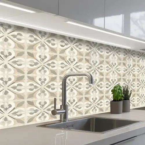 Tegel - Motief - Beige keuken achterwand 2 middel 871 -3d_schuin