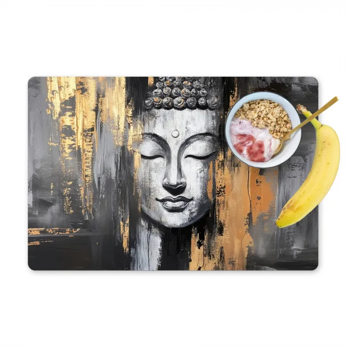 Boedhha - Penseelstreken - Goud - Abstract Placemat vinyl groot -zzzproduct_Kitchenyeah-website