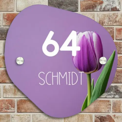 Paarse tulp - Modern Naambord Organisch middel -sfeer10