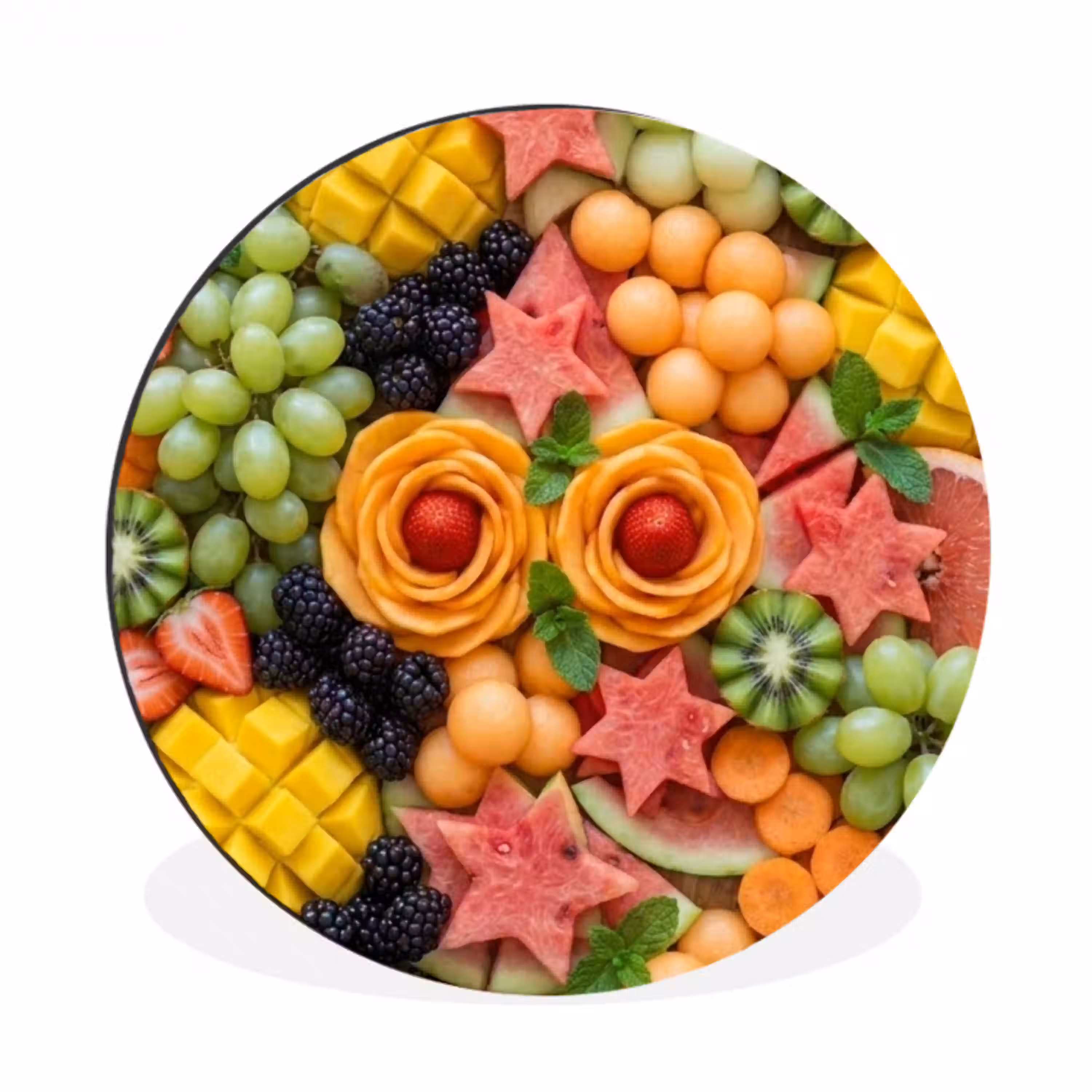 Fruit - Variatie - Kleurrijk - Vers - Eten Wandcirkel aluminium klein -3d